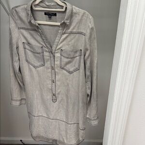 Velvet Heart Light Gray Button-Up Shirt Dress